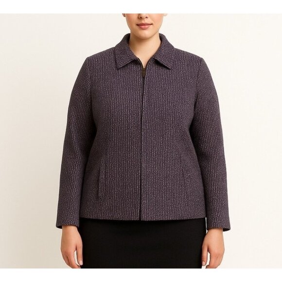 Doncaster Womens Sz 6 Silk Wool Purple Business Jacket Zip Front Pockets Career - Picture 1 of 13